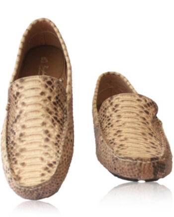 Python Leather Moccasin Natural