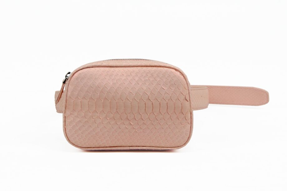 Python Leather Waist Bag , Pink