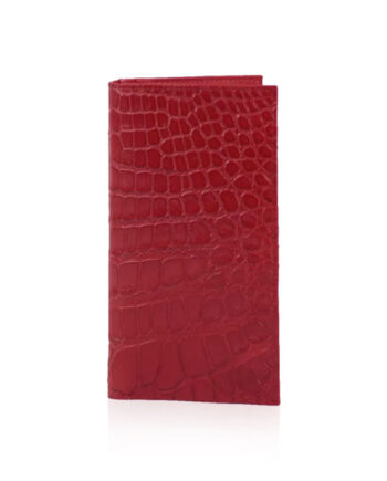 Crocodile Leather Long Wallet , Red