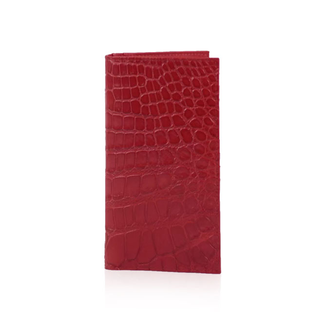 Crocodile Leather Long Wallet , Red