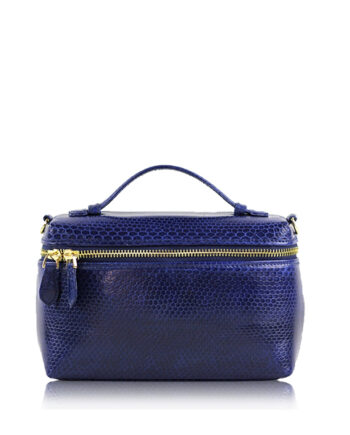 Selena Sea Snake Leather Sling Bag , Size 20 , Dark Blue