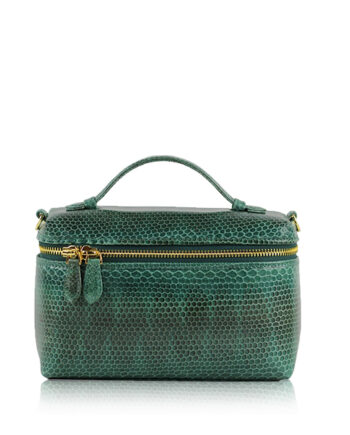 Selena Sea Snake Leather Sling Bag , Size 20 , Green & Black
