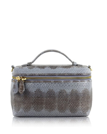 Selena Sea Snake Leather Sling Bag , Size 20 , Grey & Black