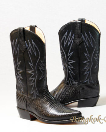 Snake Leather Cowboy Boot , Black