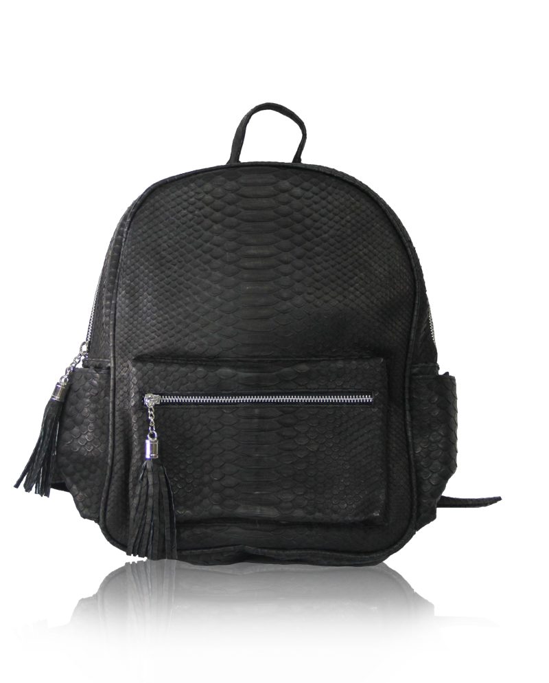 ULTRA Python Leather Backpack , Size 37 , Black