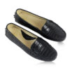 Crocodile Leather Moccasin Shoes Black