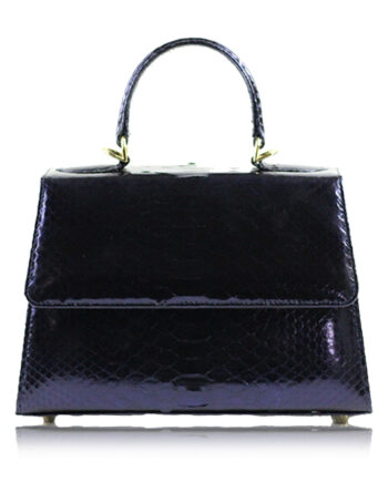 GOLDMAS Python Handbag, Dark Blue, Size 25