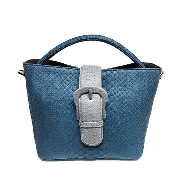 PERMAS Python Leather Handbag, Blue & Grey