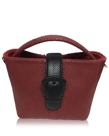 PERMAS Python Leather Handbag, Red & Black