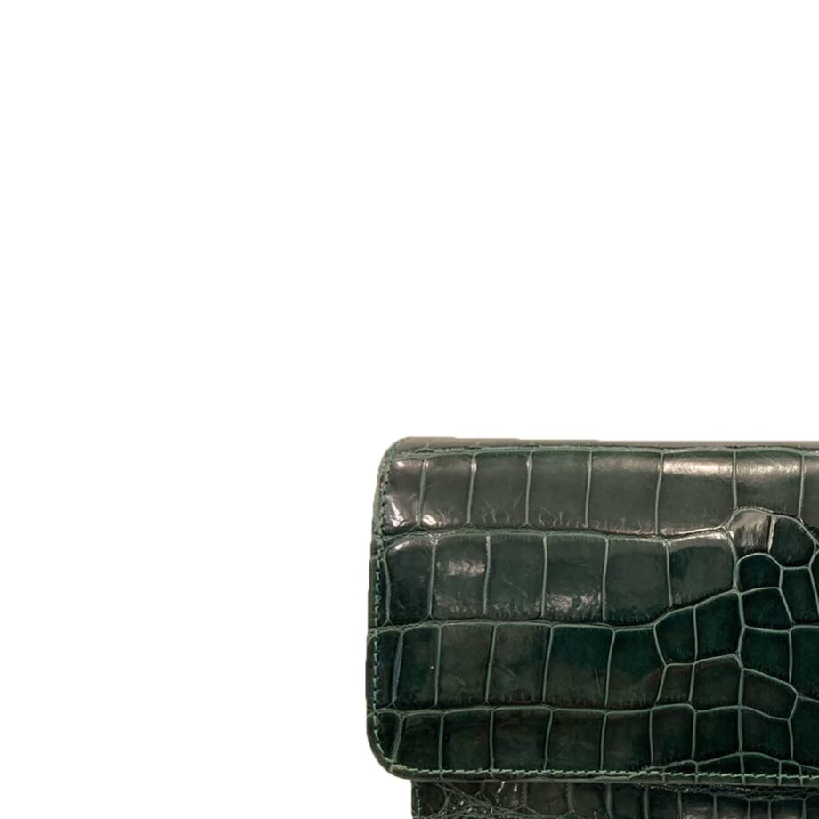 Barzaar Shiny Emerald Green Crocodile Sling Bag