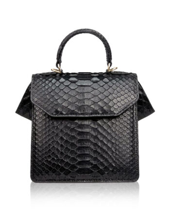 MATILDA Python Skin Handbag Black