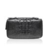 Crocodile Leather Handle Wallet, Black