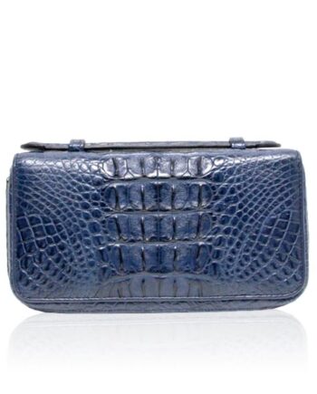 Crocodile Leather Handle Wallet, Blue