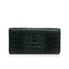 Crocodile Leather Purse, 3 Fold C, Dark Green