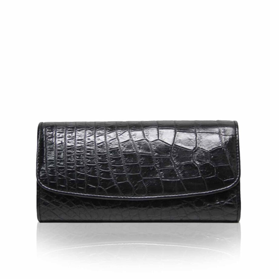 Crocodile Leather Women's Purse, Black