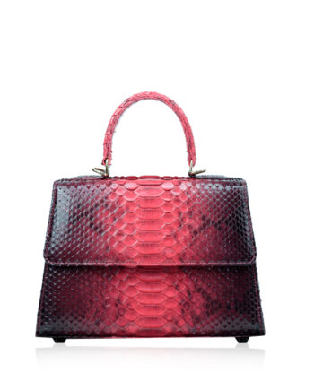 Goldmas Python Leather Handbag, 2tone Black & Red, Size 25