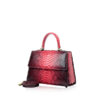 Goldmas Python Leather Handbag, 2tone Black & Red, Size 25