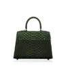 Goldmas Python Leather Handbag, Olive Green, Size 25