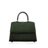 Goldmas Python Leather Handbag, Olive Green, Size 25