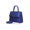 "Goldmas" Python Leather Handbag, Shiny Blue, Size 21