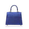 "Goldmas" Python Leather Handbag, Shiny Blue, Size 21