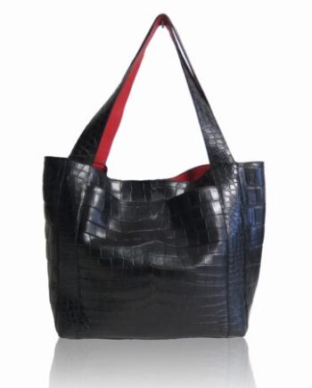 Jasper Crocodile Leather Tote Bag, Black
