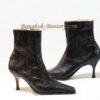 Python Leather Ankle Boot, Black