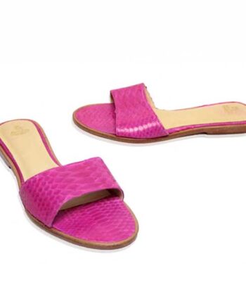 Python Leather Flat Sandal Pink
