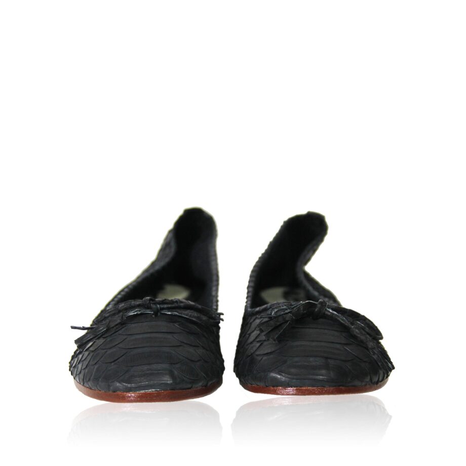 Python Leather Flat Shoes Black