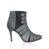 Python Leather High Heel Ankle Boot, Grey