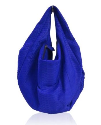Python Leather Tote Bag, Royal Blue