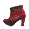 Python Leather Zipper Ankle Boot, Red