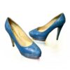 Sea Snake Leather High Heel Pump Shoes Blue