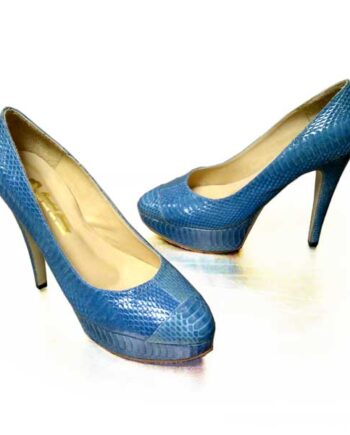 Sea Snake Leather High Heel Pump Shoes Blue