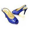Water Snake Leather Ankle Strap Pump Shoes Blue