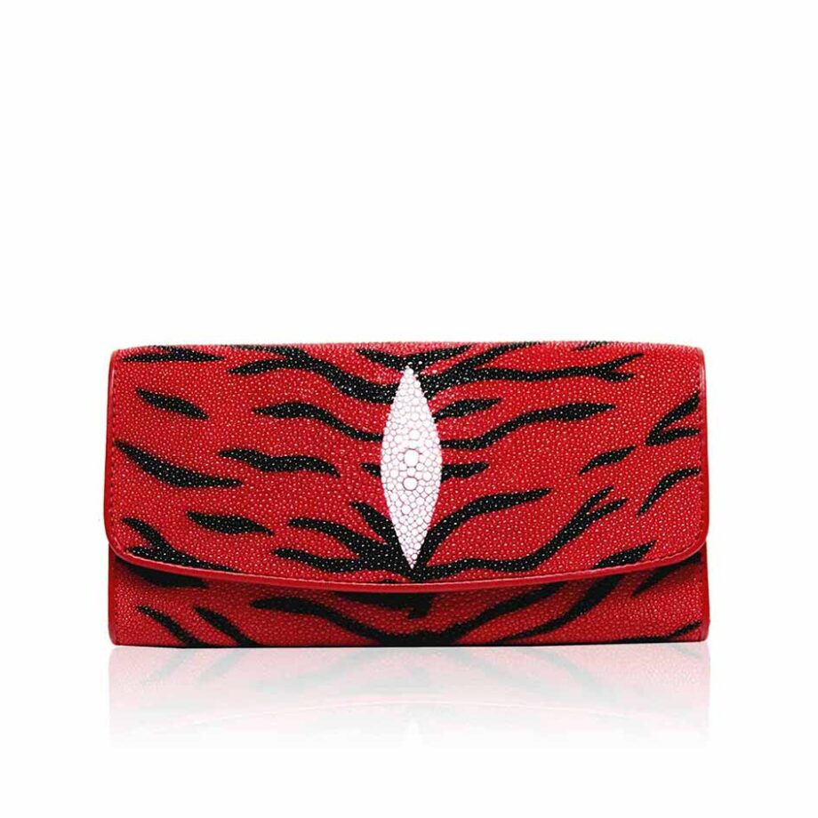 Stingray Leather Purse, Red & Black