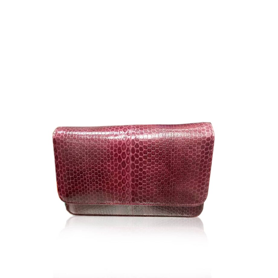 Barzaar Burgundy Sea Snake Clutch Bag