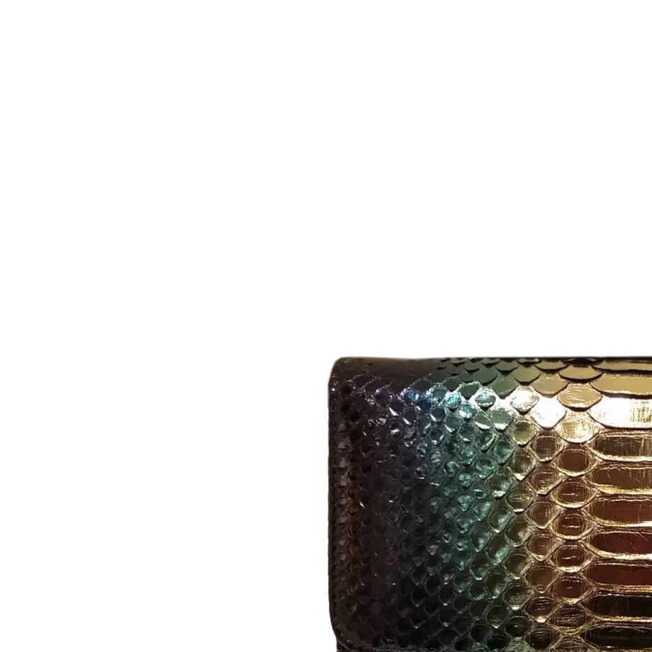 Barzaar Metallic (GoldGreenBlack) Python Clutch Bag