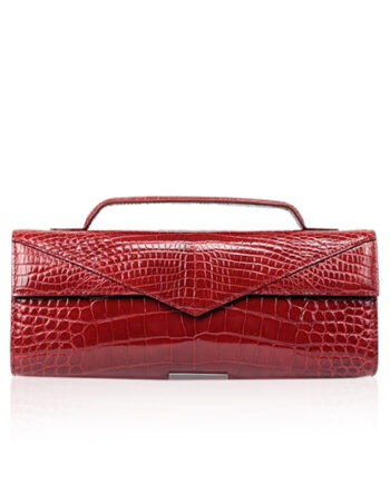 Crocodile Clutch Bag GORNER, Shiny Red