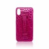 iPhone X Case, Crocodile Skin with Handle, Shiny Hot Pink