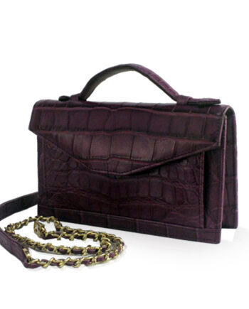 Crocodile Leather CERVIN With Handle Sling Bag, Purple