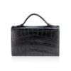 Crocodile Leather CERVIN With Handle Sling Bag, Limited Shiny Silver