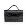Crocodile Leather CERVIN With Handle Sling Bag, Limited Shiny Silver