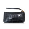 Crocodile Round Zipper Purse With Strap, Size 19