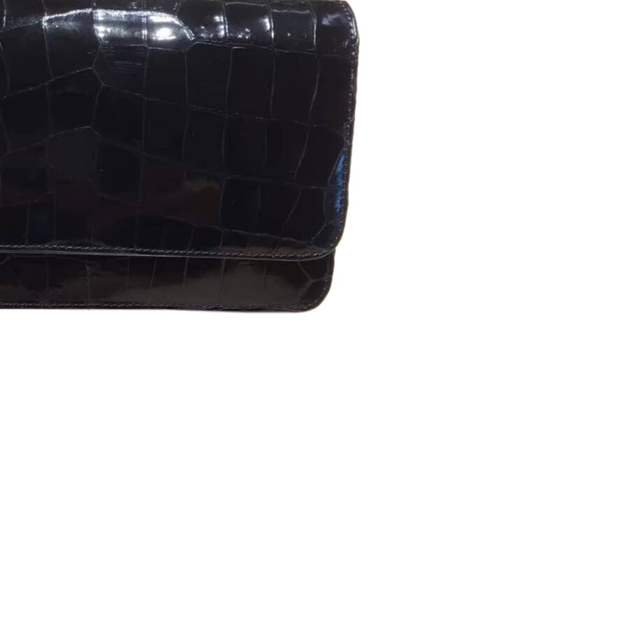 Crocodile Shiny Black BARZAAR Clutch Bag