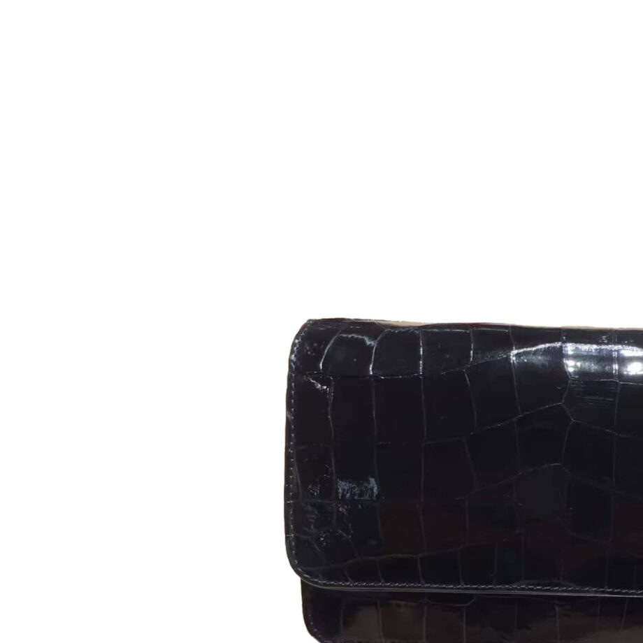 Crocodile Shiny Black BARZAAR Clutch Bag