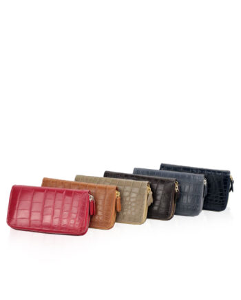 Crocodile Two Round Zipper Purse, In A Variety Of Colors