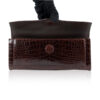 FURI Crocodile Skin Clutch Bag, Shiny Brown, 30 cm