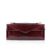 FURI Crocodile Skin Clutch Bag, Shiny Burgundy, 30 cm