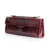 FURI Crocodile Skin Clutch Bag, Shiny Burgundy, 30 cm